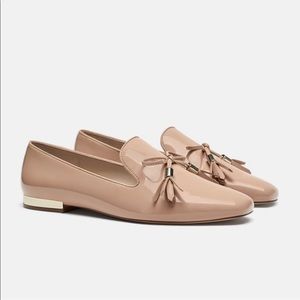 Zara patent Nude blush loafers tassel accent